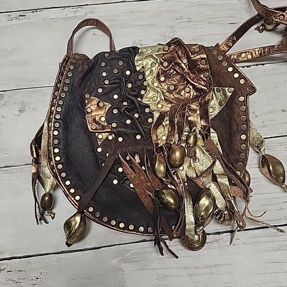 Unbranded Handbags - Vintage Unique Handmade Artisan Brown Leather Boho Small Crossbody Shoulder Bag